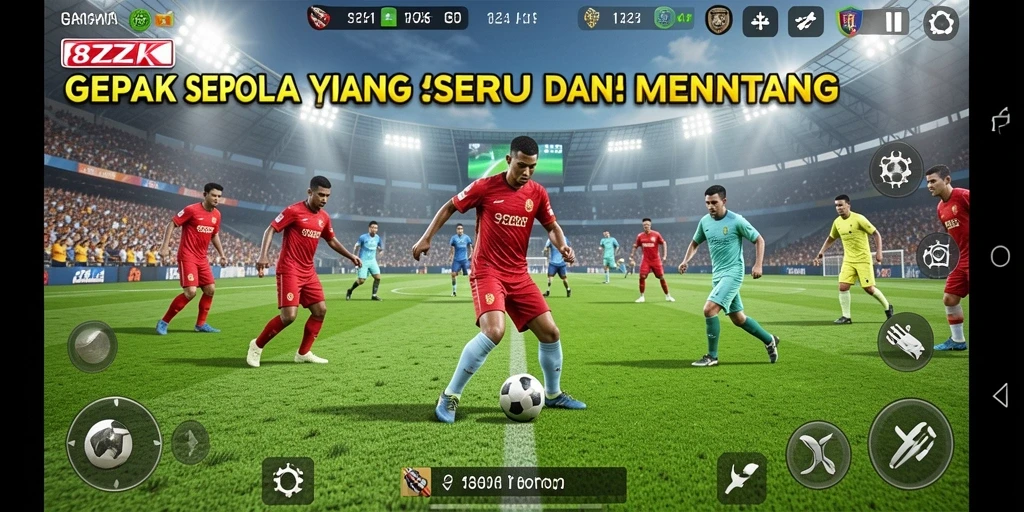 Gameplay seru dari 8ZK memperlihatkan aksi sepak bola yang menegangkan.