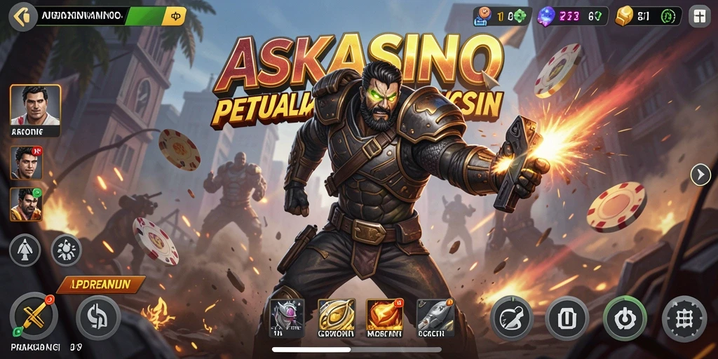 Tampilan gameplay dramatis dari ASKASINO yang penuh aksi.