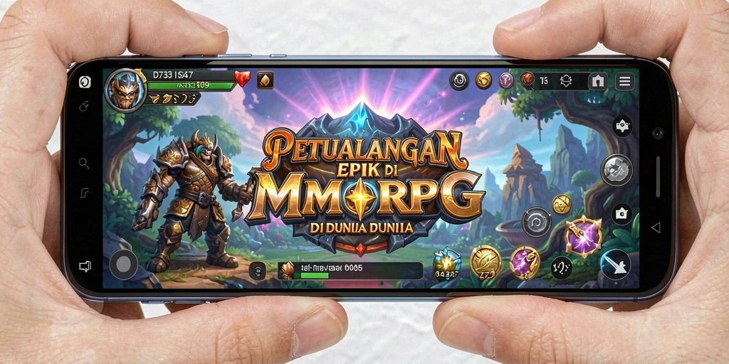 Screenshot D73 menampilkan aksi pertarungan epik di dunia fantasi.