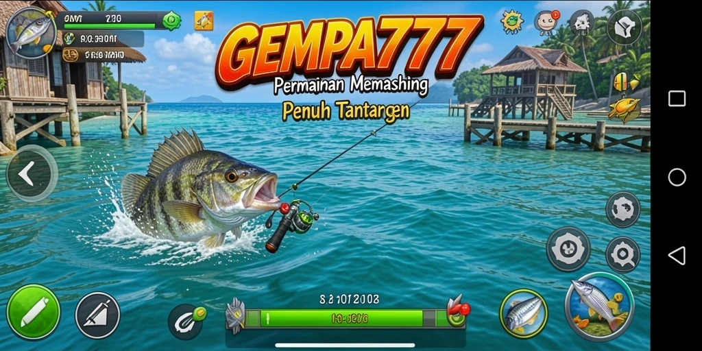 Tampilan gameplay seru dalam GEMPA777 dengan aksi memancing yang mengasyikkan.