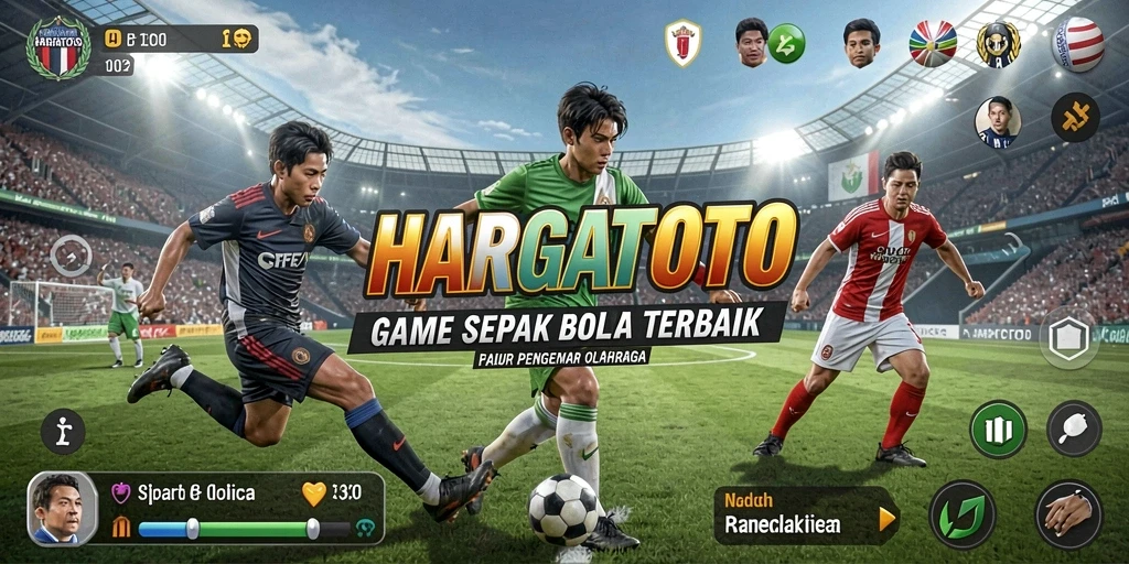Tampilan gameplay HARGATOTO menampilkan aksi sepak bola yang menegangkan.