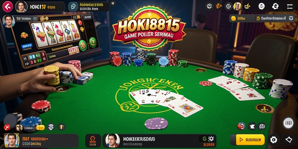 Screenshot HOKI8815 menunjukkan gameplay seru dalam permainan poker.