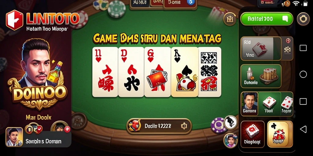 Tampilan gameplay seru dalam LINITOTO saat bermain Domino.