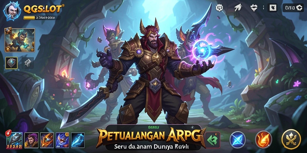Tangkapan layar gameplay QQSLOT menampilkan pertarungan seru dan karakter yang menarik.