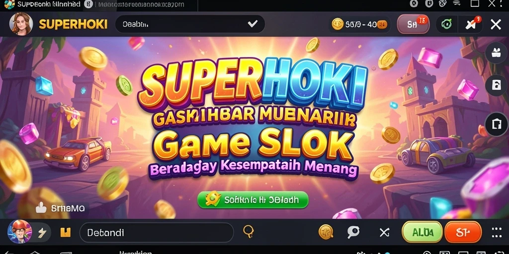 Screenshot gameplay SUPERHOKI yang menampilkan gulungan dan simbol menarik.
