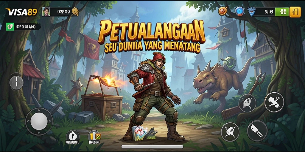 Screenshot dari game VISA89 menunjukkan perjalanan petualangan yang menegangkan.