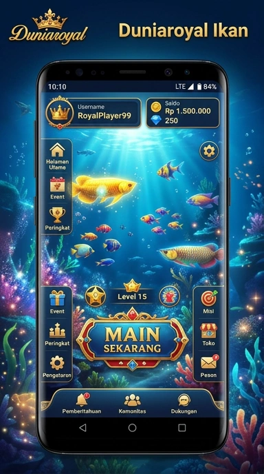 Screenshot aplikasi duniaroyal dengan berbagai pilihan aplikasi.